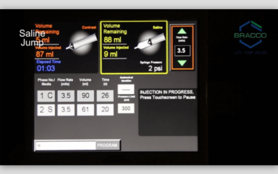 Explanation of how to reserve iodine using the Saline Jump feature on the EmpowerCTA+ Injector System